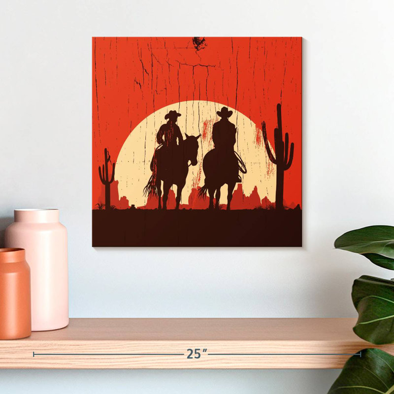 Lelar Two Cowboys, 16" H x 16" W