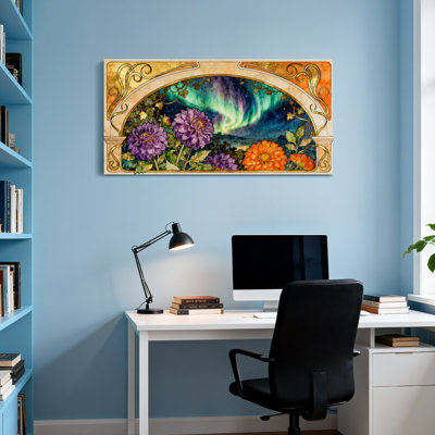 Fashion Floral Aurora Landscape Artistic Frame Design