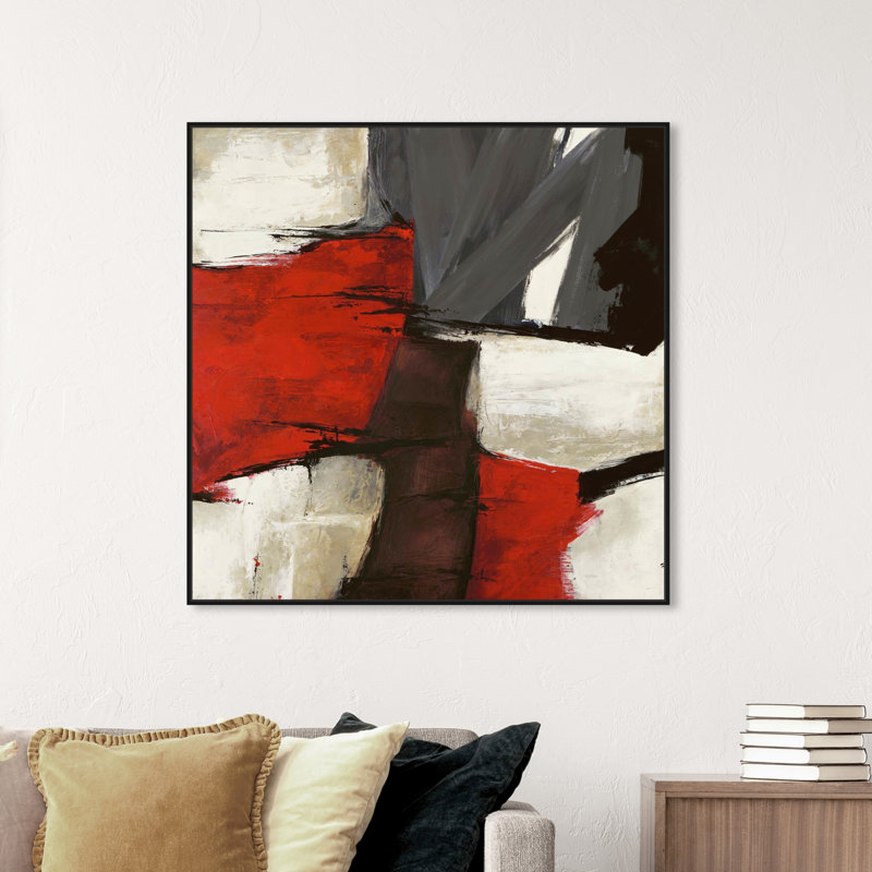 Abstrait Sai - Rubrum - impression sur toile tendue, Toile avec cadre, H 40 po x l 40 po, Noir