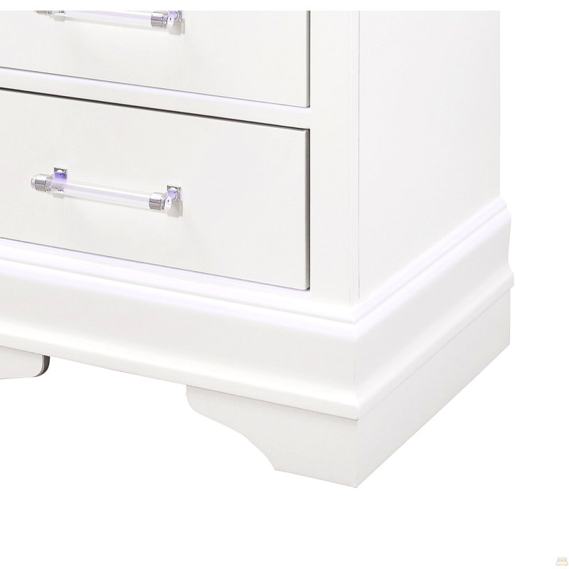 Nightstand With Led, White
