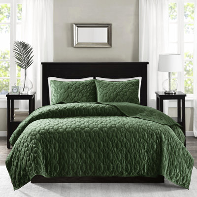 3 pièces de courtepointe en velours double / grand - confortable et élégante avec une courtepointe géométrique, comprend une courtepointe, 2 taies décoratives, un rembourrage en coton pour un confort et un motif élégant, 1 bourre