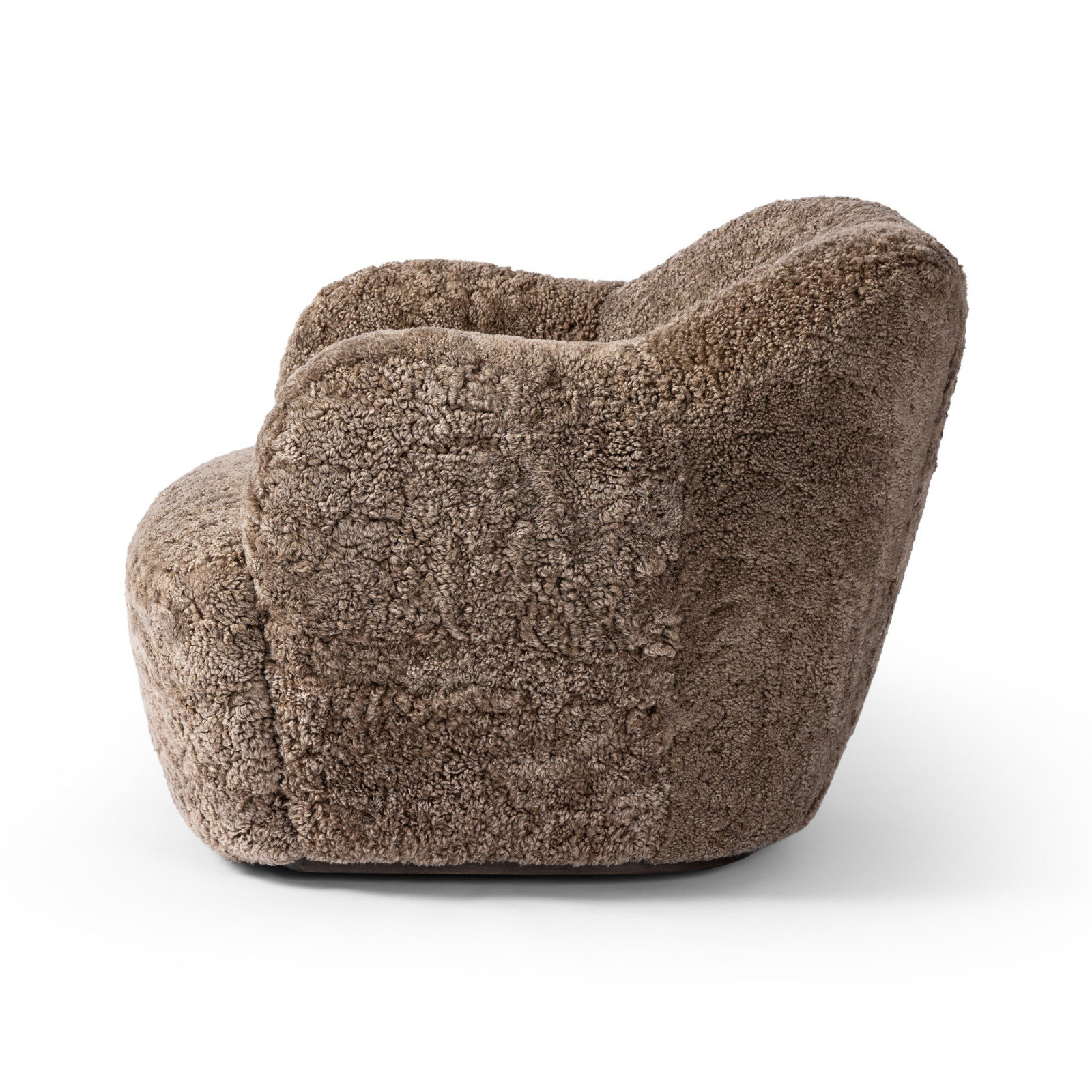Alaska Oak Genuine Leather Swivel Barrel Chair, Taupe Shearling Unshorn Sheepskin