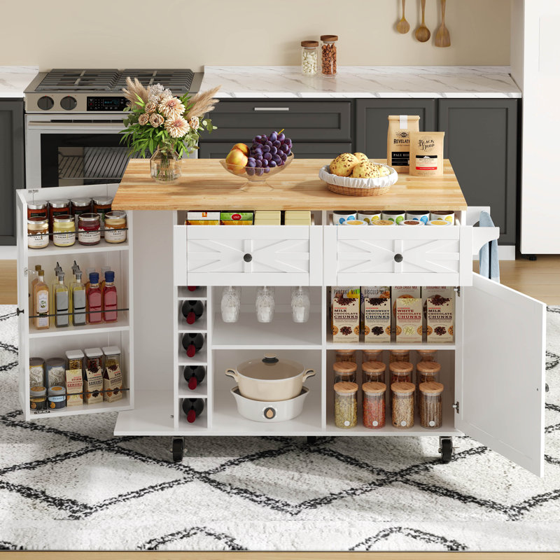 Wood Kitchen Cart, White
