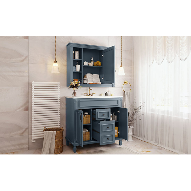Rangement pour salle de bain Tameisha, Bleu