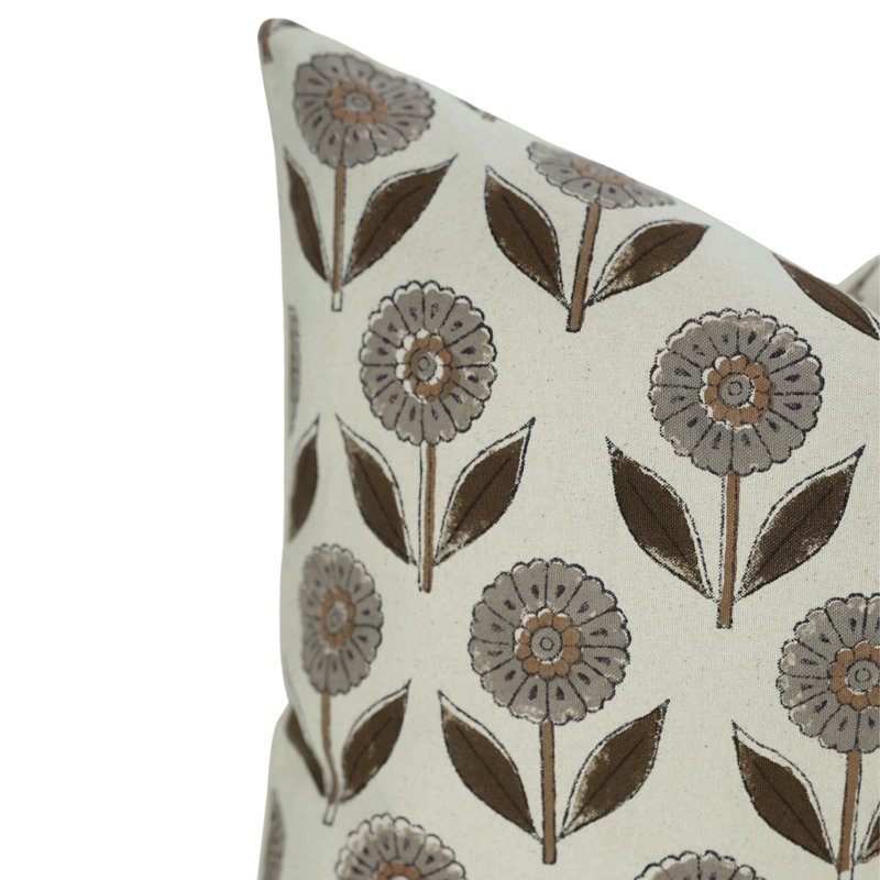Housse de coussin Ganda Pushp Hand Block, Carré, H 18 po x l 18 po