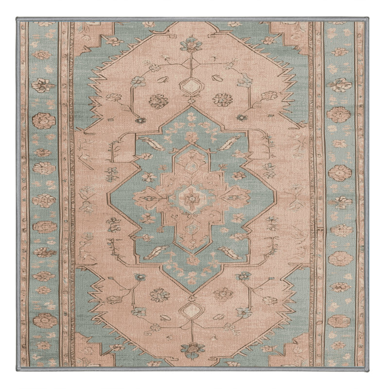 Machine Washable Afyon Gray Area Rug, Square 8'