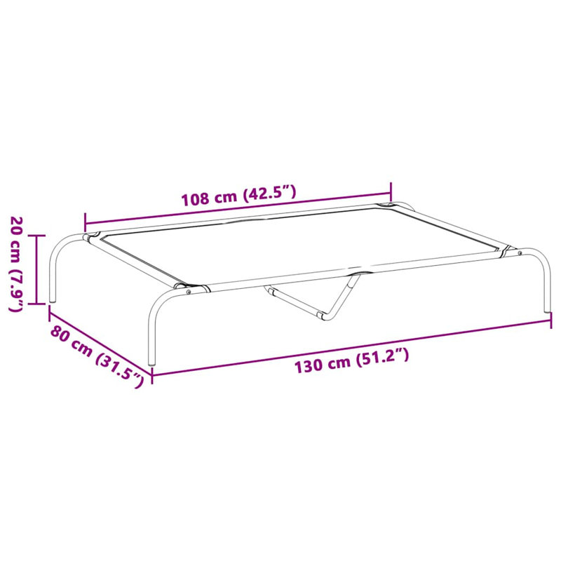 Quinlan Textilene Pet Bed, Grey, 20cm H x 130cm W x 80cm D