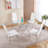 Modern Tempered Glass Dining Table with Chrome Metal Legs, Space-Saving Kitchen Table for Living Room-434630367