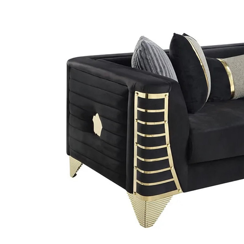 Canapé modulaire 3 pièces Racila, Tissu noir