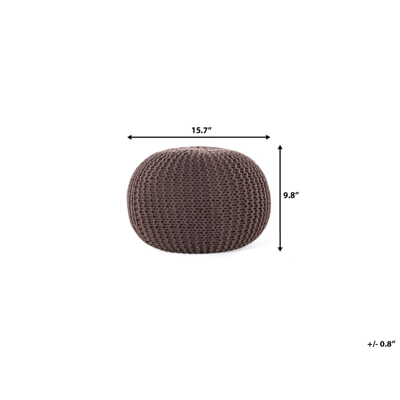Bentall 40cm Wide Round Solid Colour Pouffe Ottoman, Brown
