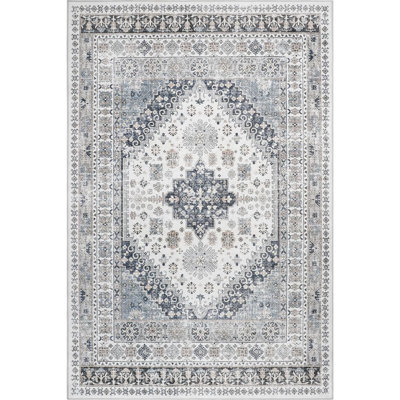Medallion Non Slip Washable Area Rug(Grey)