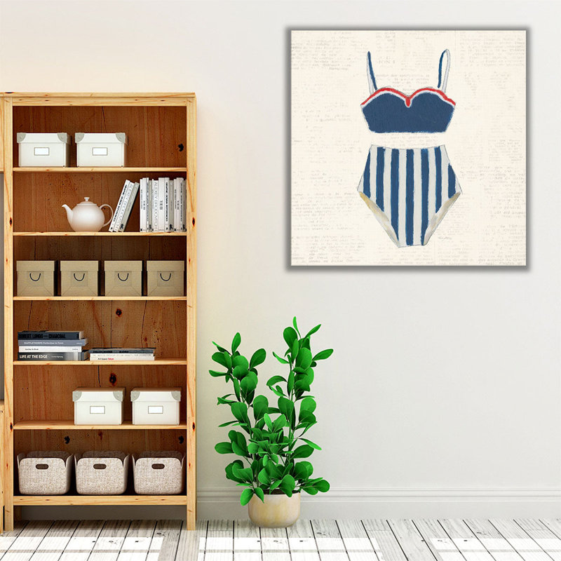 Rétro maillots de bain III, impression sur toile, H 12 po x l 12 po