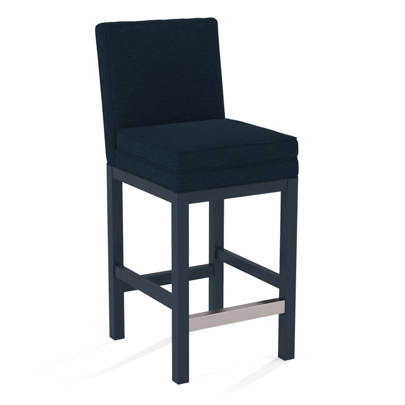Upholstered Stool, Basic Grey; 0317-83, Navy Finish