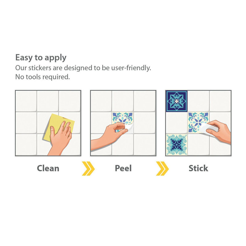 96.77cm W PVC Peel and Stick Mosaic Tile, Blue