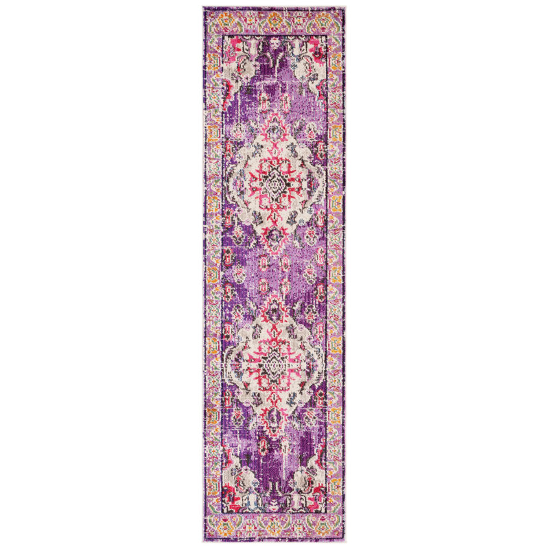 Almyra Oriental Area Rug, Runner 2'2" x 8', Violet/Fuchsia