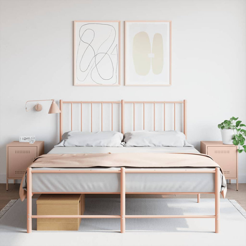 Prinsh 36cm W Steel Bedside Table, Pink
