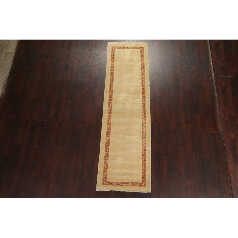Gabbeh Kashkoli One-of-a-Kind 2'7" X 9'2" Runner Wool Area Rug in Gold