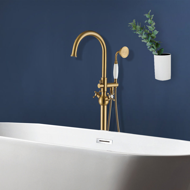 Floor Tub Spout, Brushed Brass