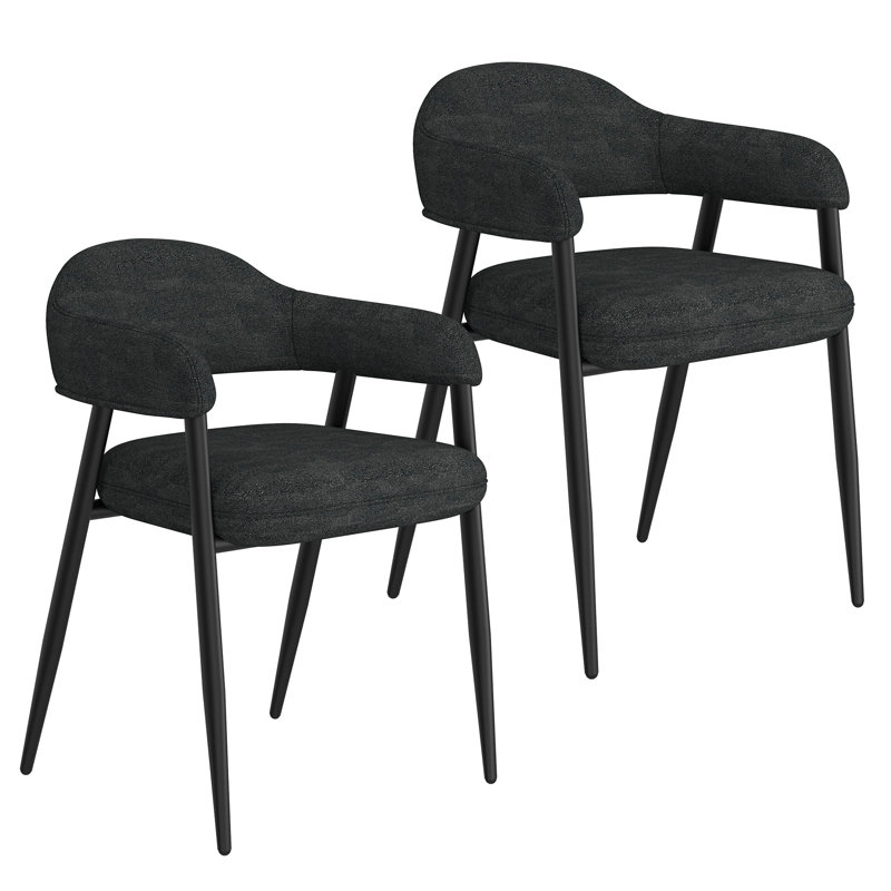 Chaise avec accoudoirs à dossier rembourré en tissu Unst, Beige