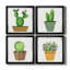 Boho Cacti I - ensemble de 4 peintures sur toile encadrées-1210434371-1210434373