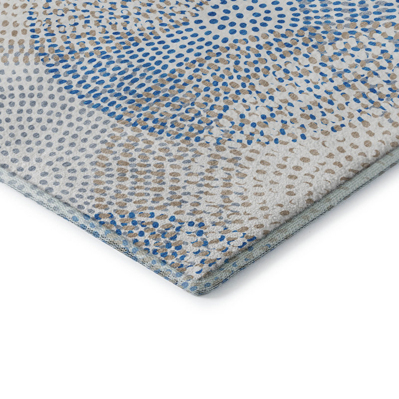 Addison Red Synthetic Washable 5' x 7' Mosaic Geo Rug