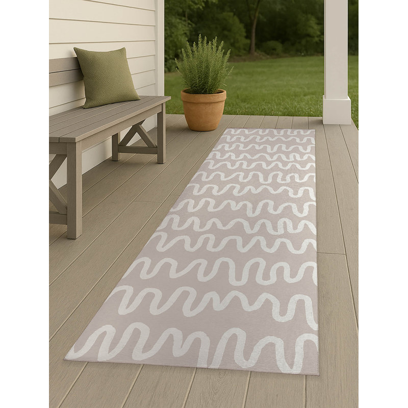 Tapis d'extérieur antidérapant à rayures Wiggle, Tapis de couloir 2 pi 6 po x 8 pi