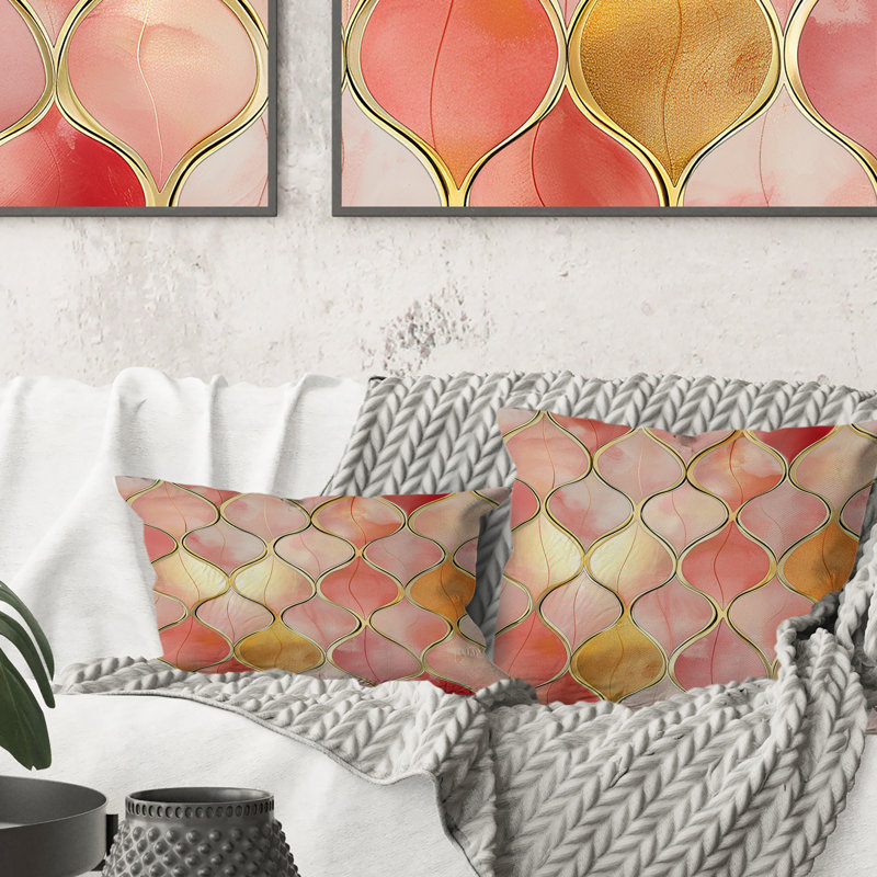 Coussin lombaire rose Mid-Century Ogee Glamour