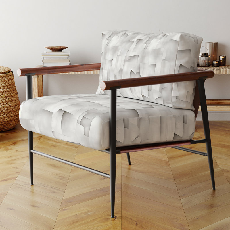 Chaise rembourrée Modern, Bras ronds bruns