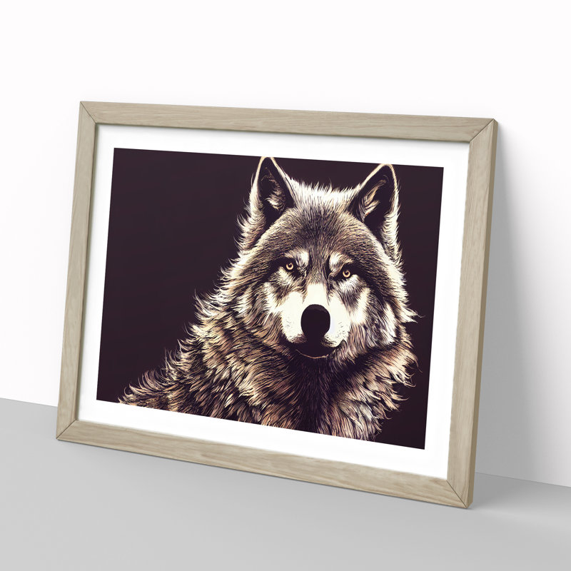 Effervescent Wolf - Framed Print, 25cm H x 34cm W x 2cm D, Oak