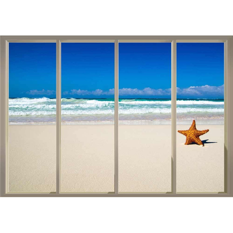 Étoile de mer surplombant les vagues de l'océan au bord de la mer, L 66 po x l 96 po