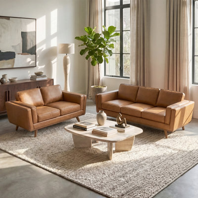 Carmen 2-Piece Upholstered Square Arm Sofa Set