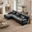 Canapé d'angle modulaire de luxe, canapé nuage surdimensionné en forme de L pour salon, assise profonde avec pouf convertible, gris chenille-1262364977