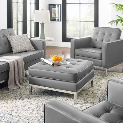 Loft Tufted Vegan Leather Ottoman
