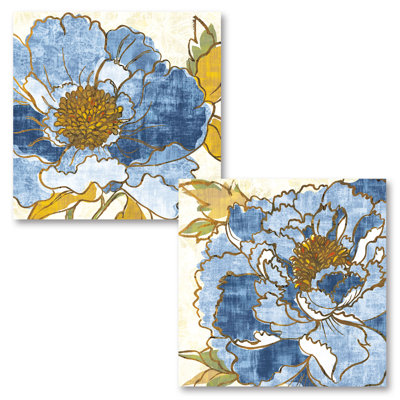 « camills pivoine i & ii indigo », ensemble de 2 reproductions d’art