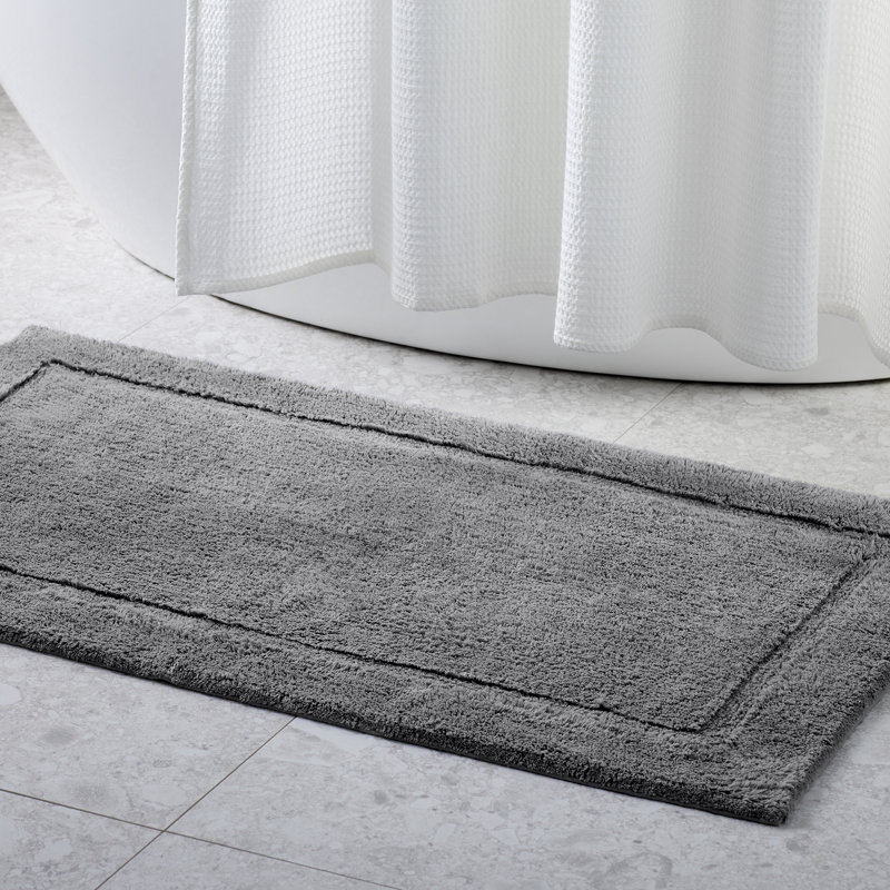 Jean Pierre Lydia Border Rane Plush Bath Rug, 20"W x 32"L, Charcoal