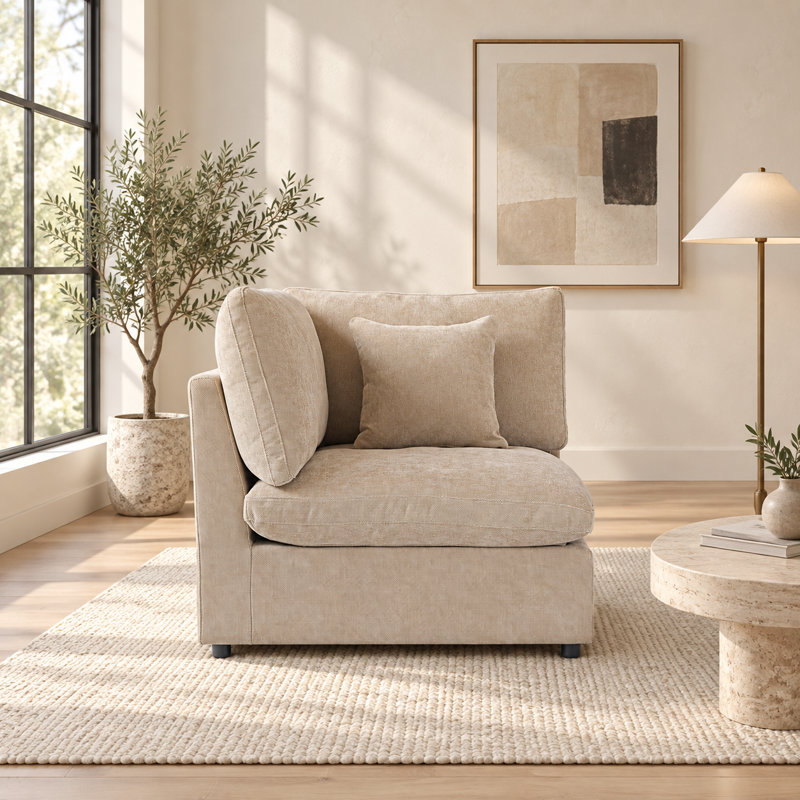 Chaise d'angle rembourrée en lin avec revêtement