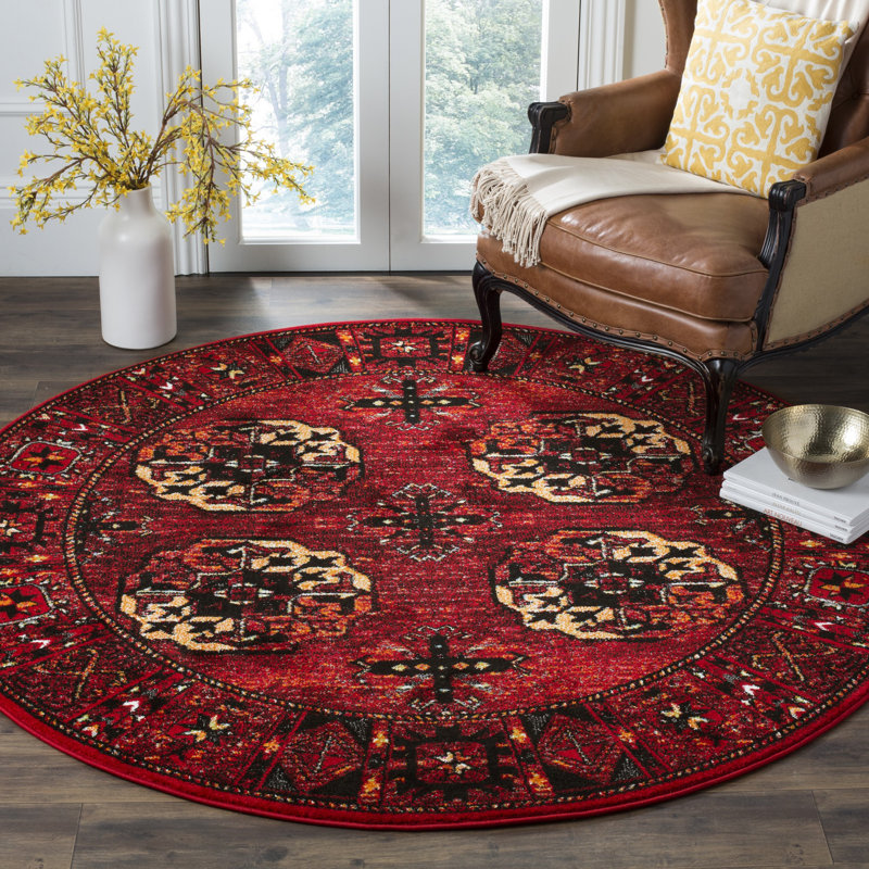 Tapis performance oriental rétro Donoban, Rond 6 pi 7 po