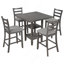 Ensemble de salle à manger 5 pièces à hauteur de comptoir en bois avec chaises rembourrées et étagères de rangement-742167707