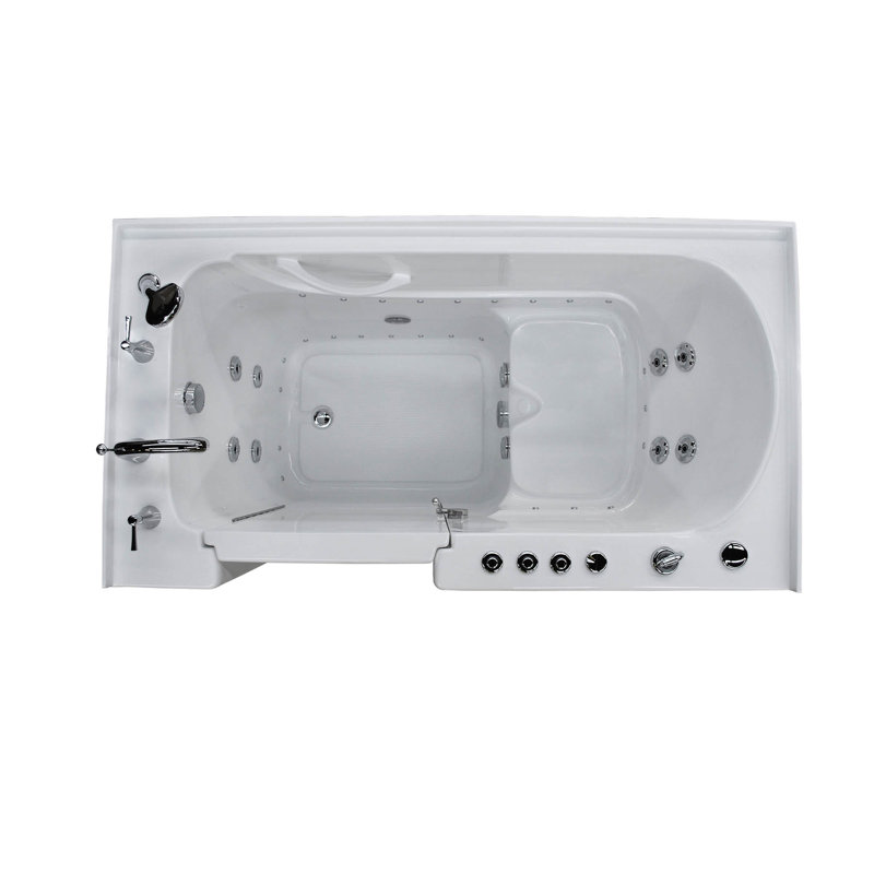 Aspen 60'' x 32'' Acrylic Bathtub with Faucet, Left, White