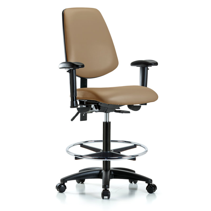 Beckett Vinyl Drafting Chair, Casters, Included, Taupe