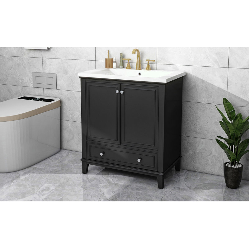 30-inch Vanity with Sink Combo, Silver, Black