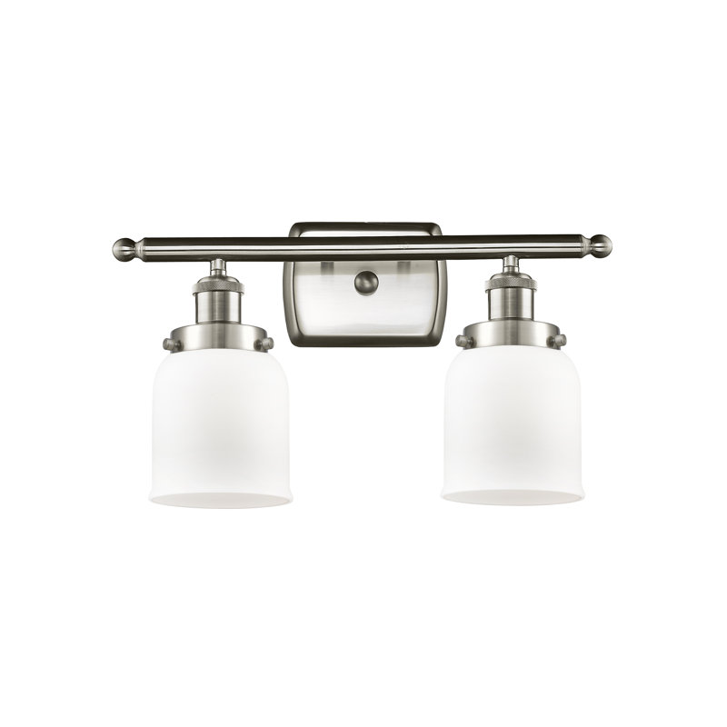 Éclairage pour meuble-lavabo 2 lumières Calton, Blanc mat, Incandescent, Nickel satiné brossé
