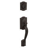 Camelot Handleset with Deadbolt and Flair Door Lever and Rosette