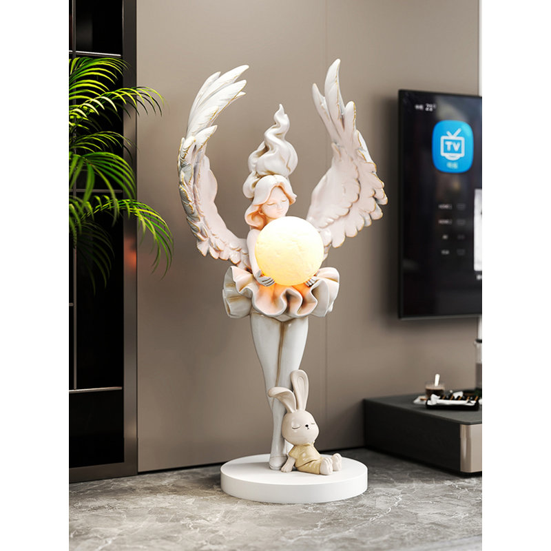 Minimalist Modern Resin Floor Lamp, White/Yellow