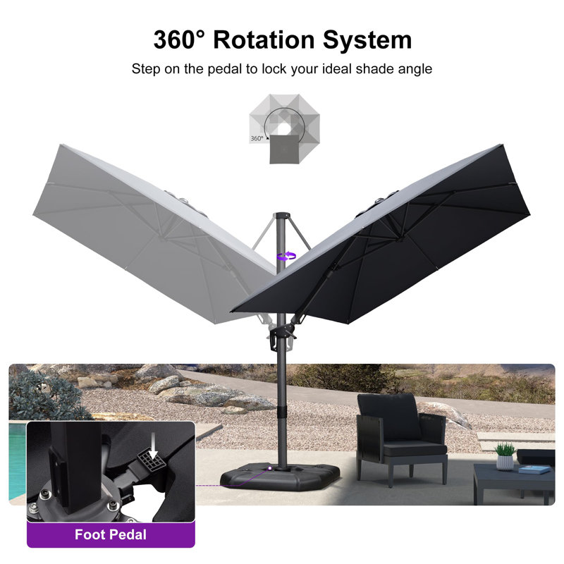 243cm X 335cm Rectangular Cantilever Parasol, Grey