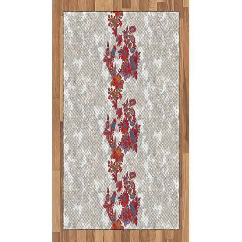 Tapis décoratif floral à haute densité en fibres de polyester, Rectangle 2 pi 7 po x 5 pi