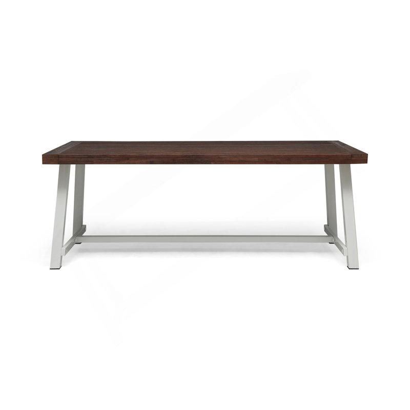  Table de salle à manger d'extérieur, Marron foncé, Blanc