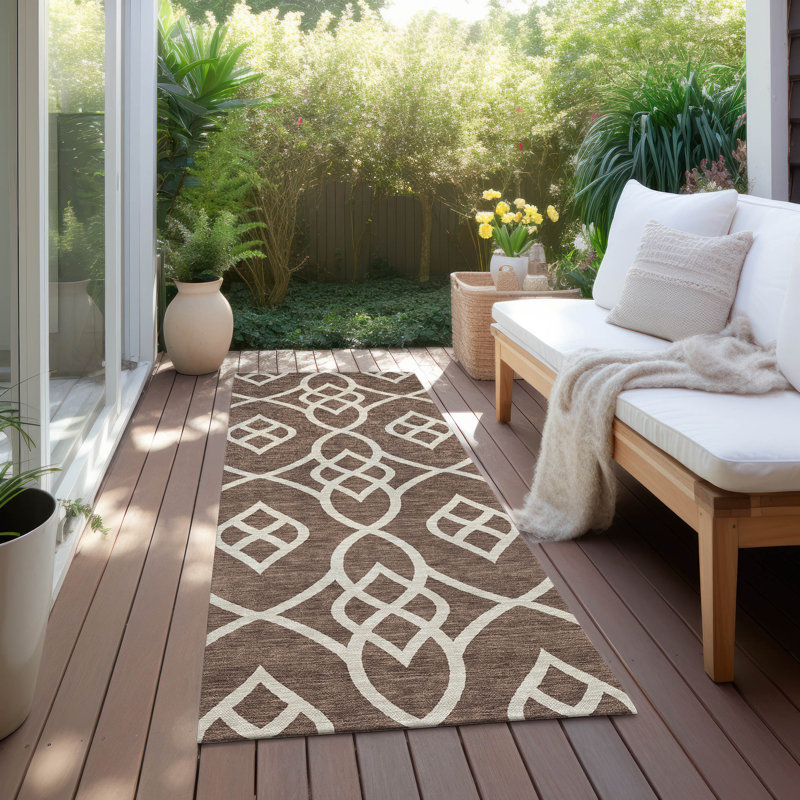 Malek Indoor/Outdoor Area Rug with Non-Slip Backing, Runner 2'3" x 7'6"