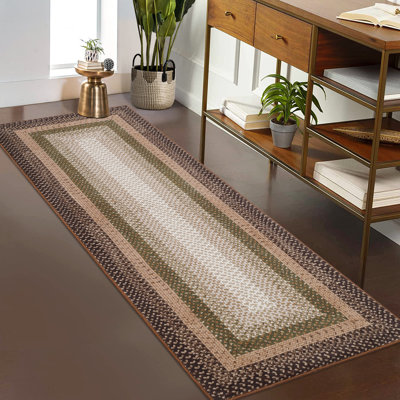 Machine Washable Rug for Living Room Braided Print Non-Slip Area Rug Stain Resistant Carpet for Dining Room Bedroom Nursery Office