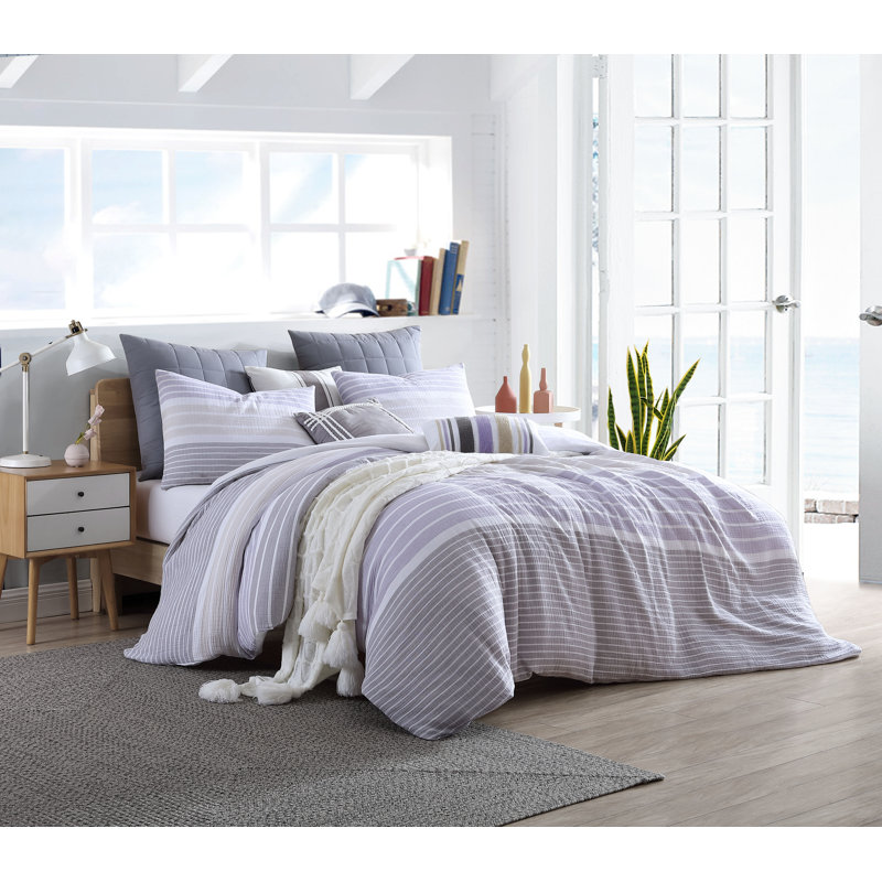 Ensemble de housse de couette 100% coton Swift Home, Housse de couette simple + 1 taie décorative stan, Violet
